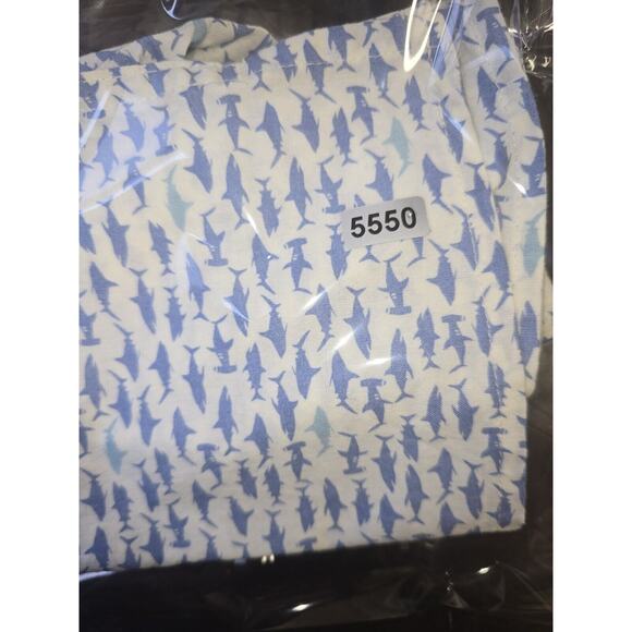 Oshkosh Boys Button Down Collared Shirt Blue White Sharks Size 12 Months 5550 - Picture 6 of 6